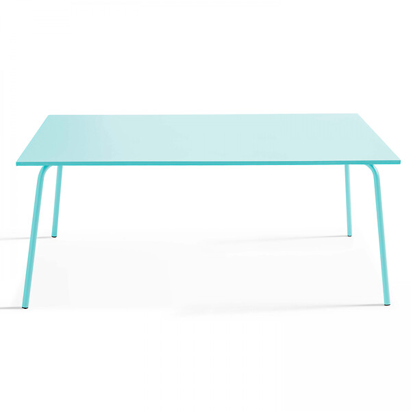 OVIALA - Table de jardin rectangulaire en métal 8 places 180 cm turquoise - Palavas - large