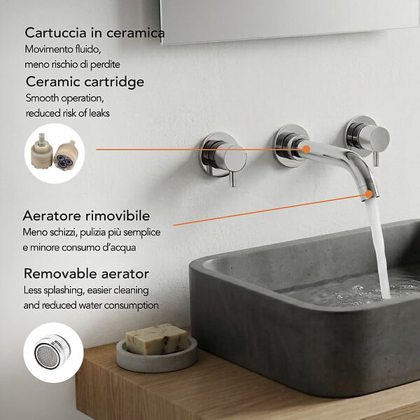 KIAMAMI VALENTINA - Mitigeur Pour Lavabo Mural Chromé | Fassa - large