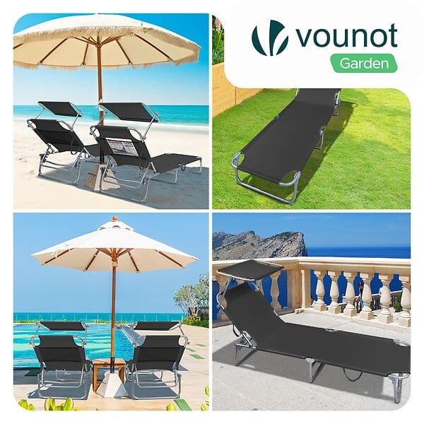 VOUNOT - Transat pare soleil Lot de 2 pcs Noir - large