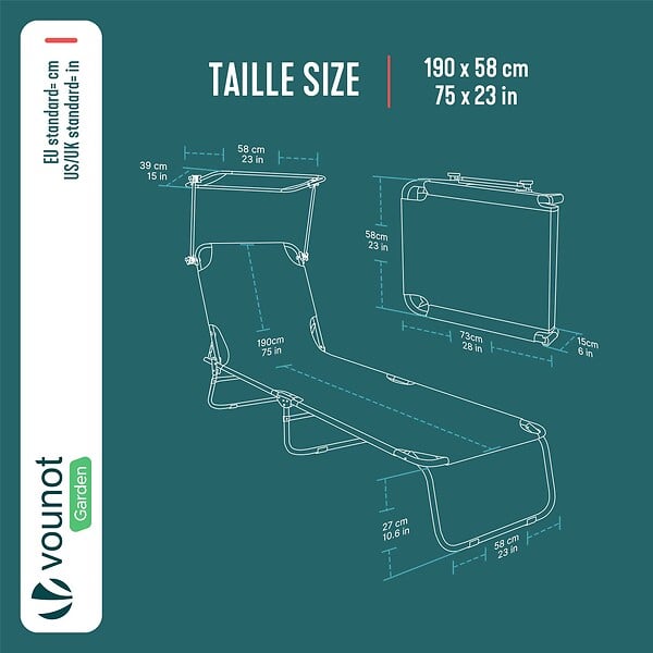 VOUNOT - Transat pare soleil Lot de 2 pcs Gris - large