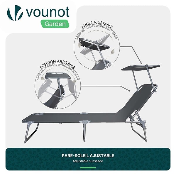 VOUNOT - Transat pare soleil Lot de 2 pcs Gris - large