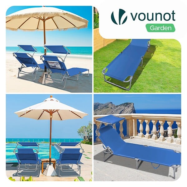 VOUNOT - Transat pare soleil Lot de 2 pcs Bleu - large