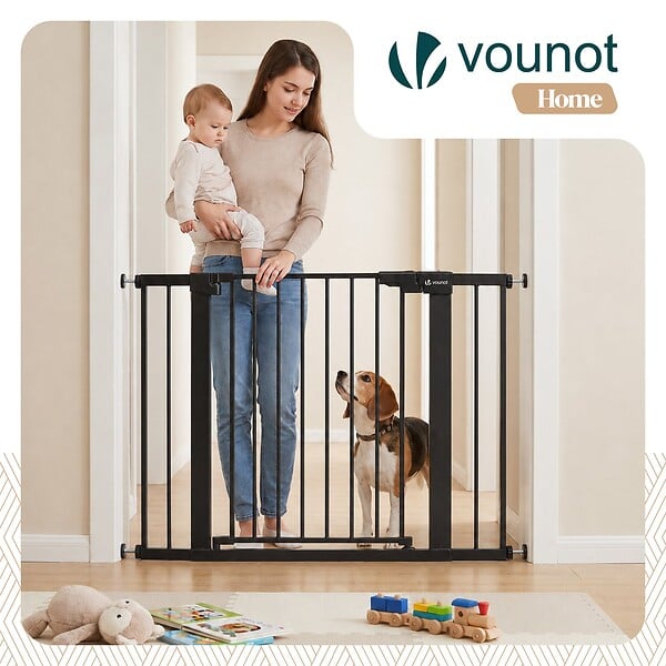 VOUNOT - Barriere de securite a pression sans percage Largeur 103-110cm Metal noir - large