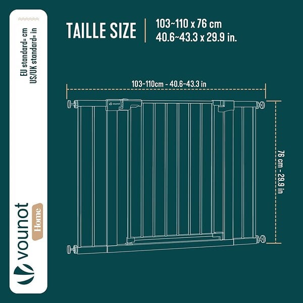 VOUNOT - Barriere de securite a pression sans percage Largeur 103-110cm Metal noir - large
