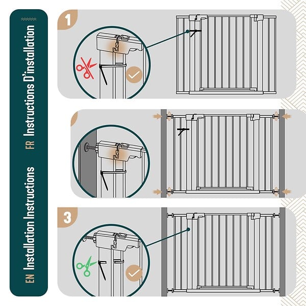 VOUNOT - Barriere de securite a pression sans percage Largeur 103-110cm Metal noir - large