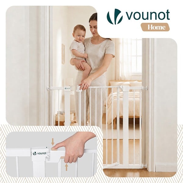 VOUNOT - Barriere de securite a pression sans percage Largeur 103-110cm Metal blanc - large
