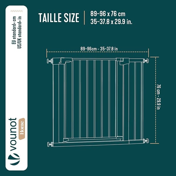 VOUNOT - Barriere de securite a pression sans percage Largeur 89-96cm Metal blanc - large