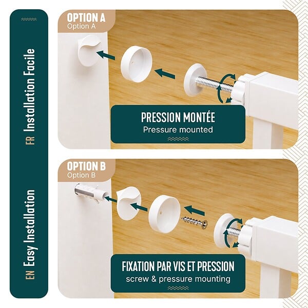 VOUNOT - Barriere de securite a pression sans percage Largeur 89-96cm Metal blanc - large