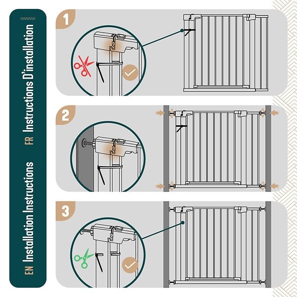 VOUNOT - Barriere de securite a pression sans percage Largeur 89-96cm Metal blanc - large