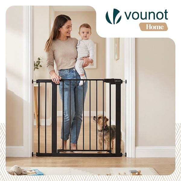 VOUNOT - Barriere de securite a pression sans percage Largeur 89-96cm Metal noir - large