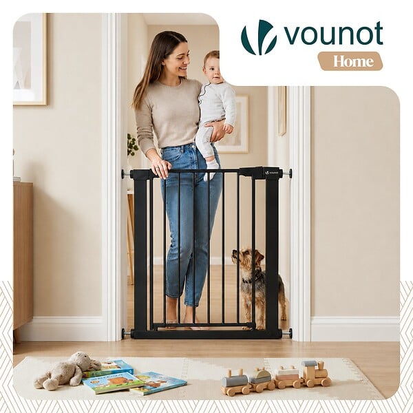 VOUNOT - Barriere de securite a pression sans percage Largeur 75-82cm Metal noir - large