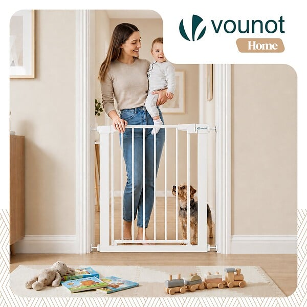 VOUNOT - Barriere de securite a pression sans percage Largeur 75-82cm Metal blanc - large