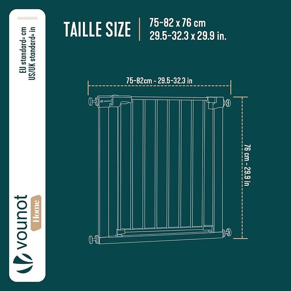 VOUNOT - Barriere de securite a pression sans percage Largeur 75-82cm Metal blanc - large