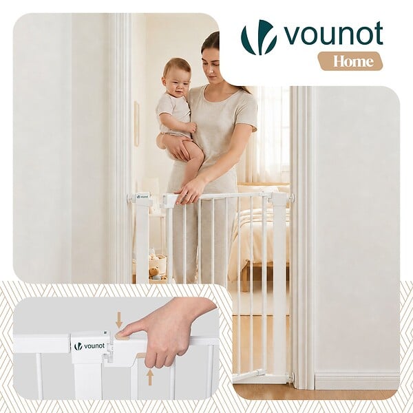 VOUNOT - Barriere de securite a pression sans percage Largeur 75-82cm Metal blanc - large