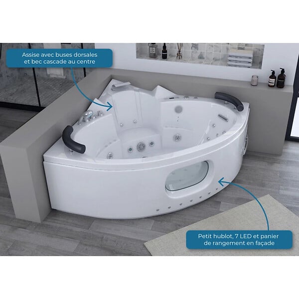 DISTRIBAIN - Baignoire balnéo Corleone 48 jets Whirlpool - large