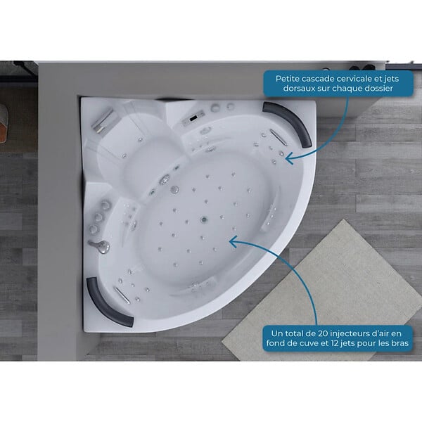 DISTRIBAIN - Baignoire balnéo Corleone 48 jets Whirlpool - large