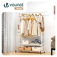 VOUNOT - Portant a Vetements double avec roulettes et 2 etageres de rangement 121x40x147cm metal Blanc - vignette