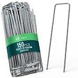 VOUNOT - Lot de 150 piquets de fixation pour jardin U 150x30mm en acier galvanise - vignette