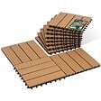 VOUNOT - Lot de 16 dalles clipsables exterieures 30x30cm en Composite WPC Couleur bois - vignette
