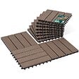 VOUNOT - Lot de 16 dalles clipsables exterieures 30x30cm en Composite WPC Marron - vignette