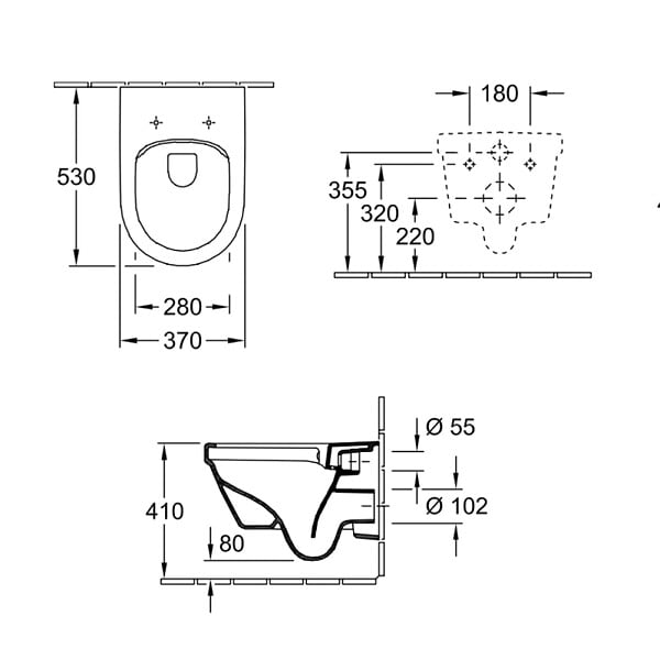 VILLEROY ET BOCH - WC suspendu sans bride  Architectura Directflush + abattant frein de chute - large