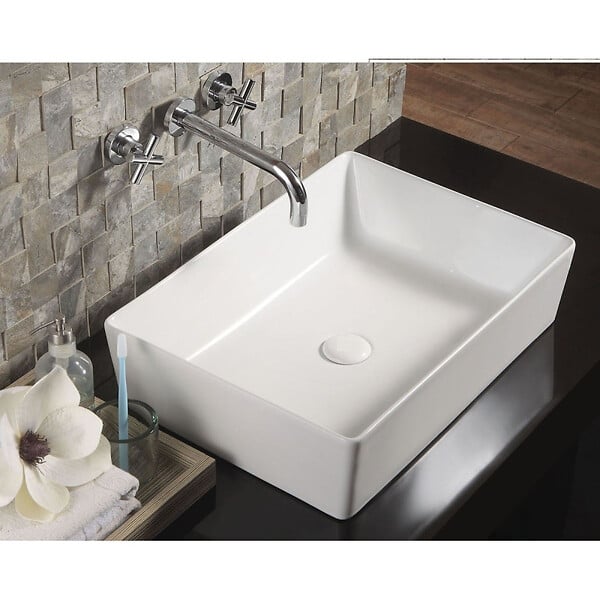 TRIOMINI BY GRAVELLI - Vasque à poser Slim 55x39 cm sans trop-plein, blanc, SAT Triomini (SLM5539) - large