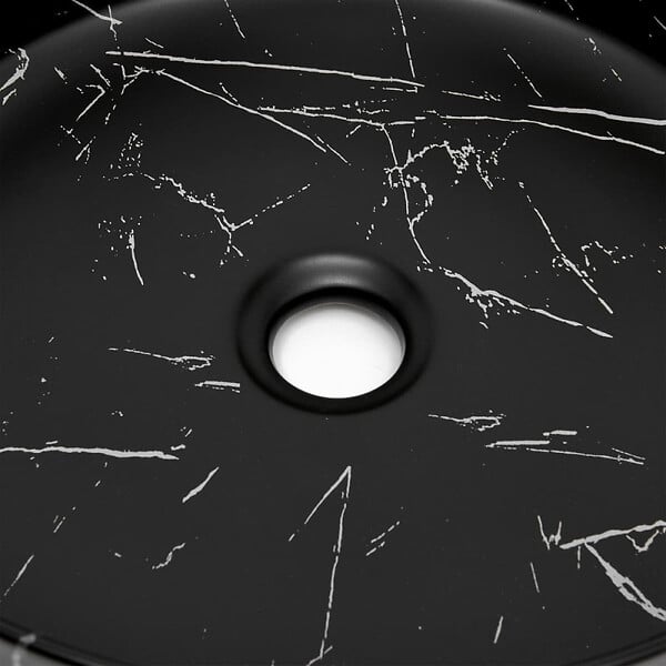 SWISS AQUA TECHNOLOGIES - Vasque à poser ronde 39x39 cm noir marbré mat, SAT Infinitio Glam (SATINF3939MRBKM) - large