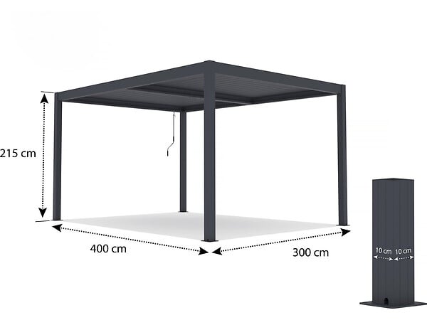 HABITAT ET JARDIN - Pergola bioclimatique avec led "Windsor premium" en aluminium 3 x 4 - Gris - large