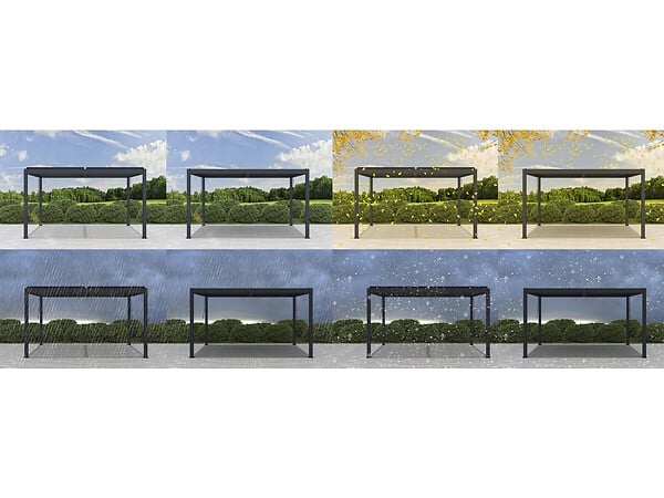 HABITAT ET JARDIN - Pergola bioclimatique avec led "Windsor premium" en aluminium 3 x 4 - Gris - large
