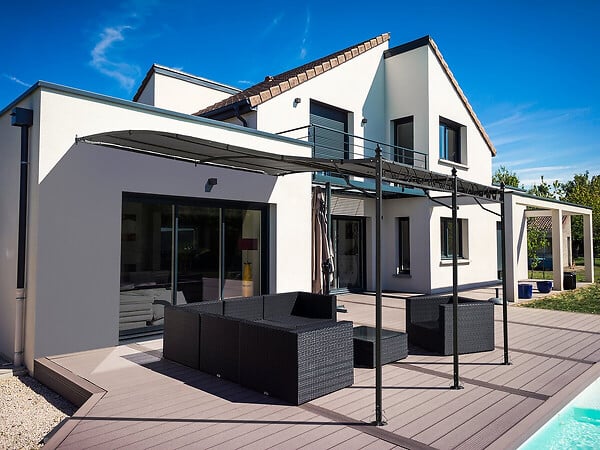 HABITAT ET JARDIN - Pergola tonnelle adossée en métal - 3 x 4 m - Gris - large