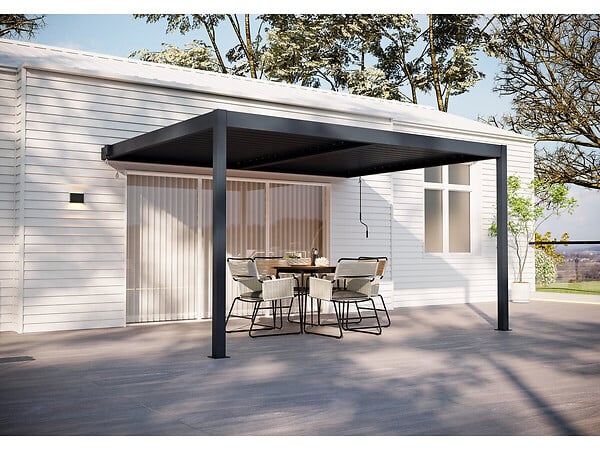 HABITAT ET JARDIN - Pergola adossée en aluminium "Windsor" - Gris anthracite - 3 x 4 m - large