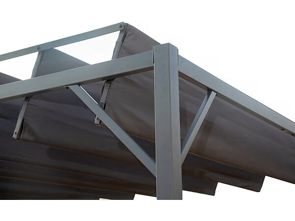 HABITAT ET JARDIN - Pergola bioclimatique en tissu "Lodge" 3 x 4 m - Anthracite - large