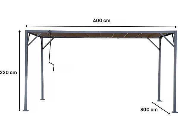 HABITAT ET JARDIN - Pergola bioclimatique en tissu "Lodge" 3 x 4 m - Taupe - large