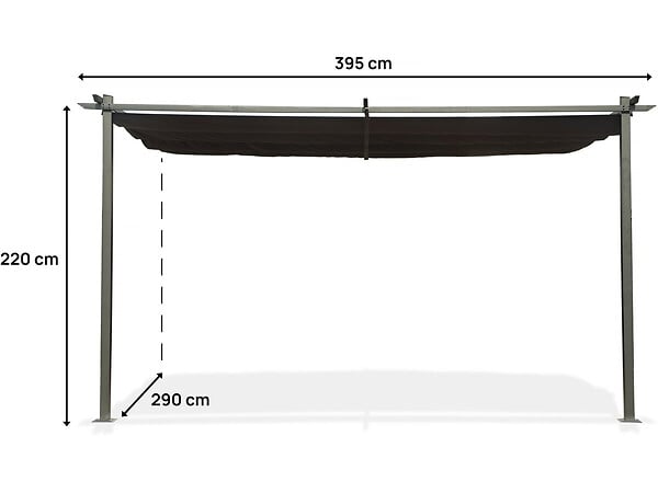 HABITAT ET JARDIN - Pergola adossée en métal avec toit rétractable -  3 x 4 m - Gris anthracite - large
