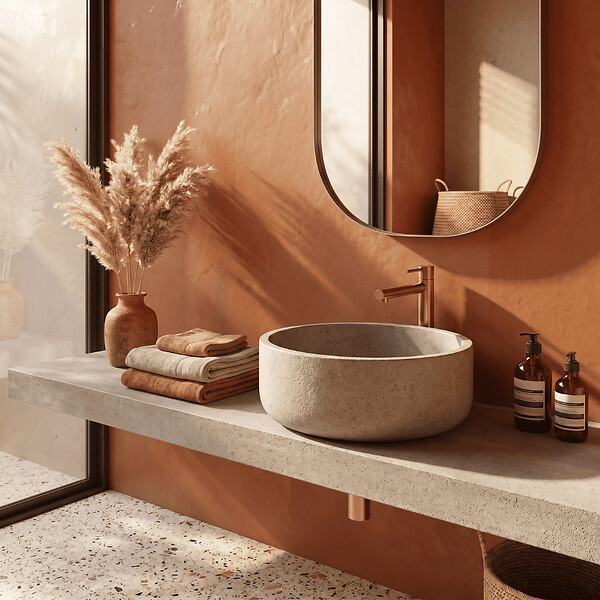ESSEBAGNO - Luisa mitigeur lavabo haut cuivre brossé - large