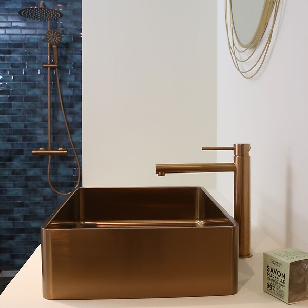 ESSEBAGNO - Luisa mitigeur lavabo haut cuivre brossé - large