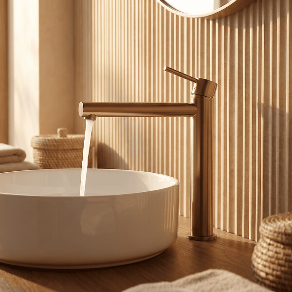 ESSEBAGNO - Luisa mitigeur lavabo haut cuivre brossé - large