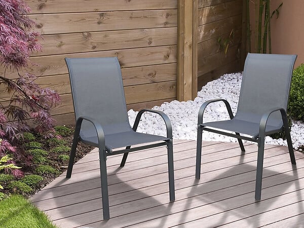 HABITAT ET JARDIN - Fauteuil jardin textilène "Cordoba" - Phoenix - Lot de 2 - Anthracite - large