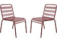 HABITAT ET JARDIN - Lot de 2 chaises de jardin en métal empilables "Bilbao" - Terracotta - vignette