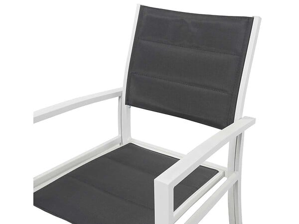 HABITAT ET JARDIN - Fauteuil jardin Alu/Textilène "Brazil / Canaries" - Phoenix - blanc / gris foncé - large