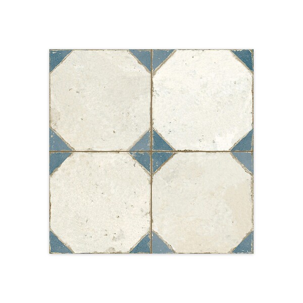 RO'MA NATURE - Carrelage Vintage Bleu Cabochon 45x45x0,95 cm Calvero - Sol et mur intérieur (vendu par carton de 1 m²) - large