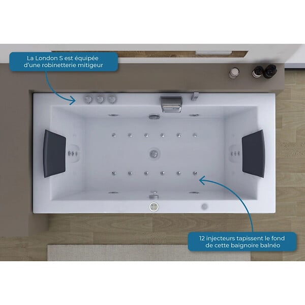 DISTRIBAIN - Baignoire balnéo London S 22 jets Whirlpool - large
