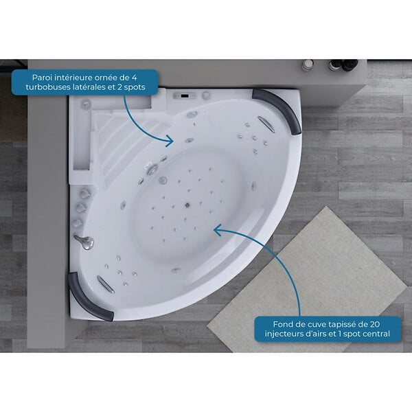 DISTRIBAIN - Baignoire balnéo Lisbonne 34 jets Whirlpool - large