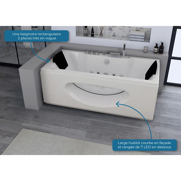 DISTRIBAIN - Baignoire balnéo Caïman 32 jets Whirlpool - large