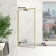AURLANE - Pare baignoire rabattable 75x130cm - Finition Or Doré Brossé - GOLDY CONTOURING SCREEN - vignette
