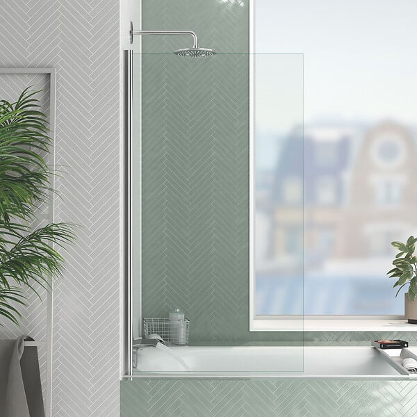 AURLANE - Pare baignoire Rabattable 70x130cm - Profilé Chromé - Verre Trempé 4mm - ELEMENTARY - large
