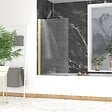 AURLANE - Pare baignoire Rabattable 80x140cm - Profilé Or Doré Brossé - Verre Trempé Ondulé 5mm - WAVY - vignette