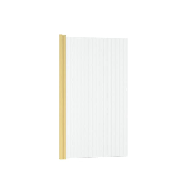 AURLANE - Pare baignoire Rabattable 80x140cm - Profilé Or Doré Brossé - Verre Trempé Ondulé 5mm - WAVY - large
