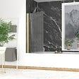 AURLANE - Pare baignoire Rabattable 80x140cm - Profilé Or Doré Brossé - Verre Trempé Ondulé 5mm - WAVY - vignette