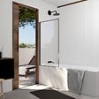 AURLANE - Pare Baignoire Rabattable 75x130 cm - Aluminium Gun Metal et Verre Trempé 4 mm - vignette